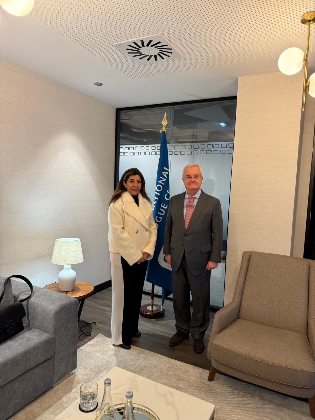 Ambassador Aisha Farooqi meeting with Ambassador Antonio Ribeiro, Acting Secretary General of KAICIID
