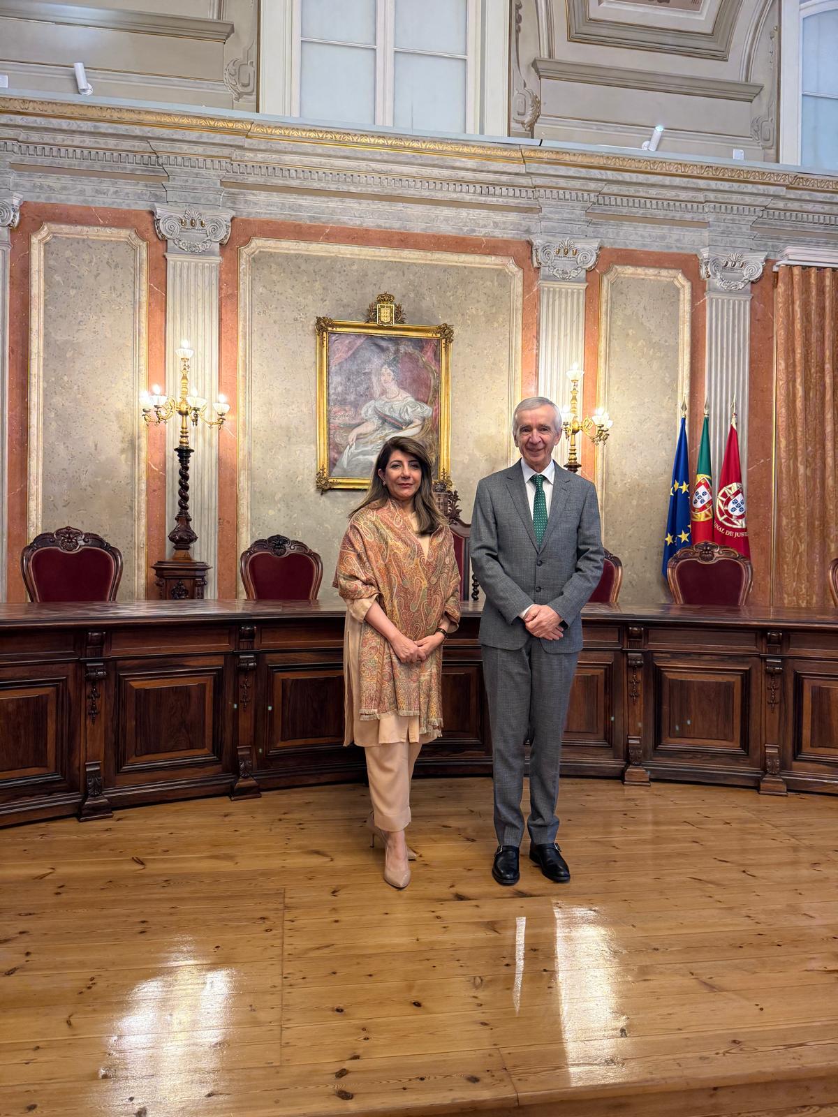 Ambassador Aisha Farooqi meeting with Judge Counsellor Jo&atilde;o Cura Mariano, President of the Supreme Court of Justice of Portugal